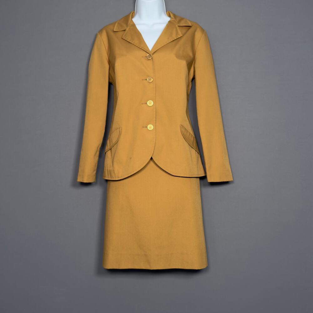 KORET of California Vintage 50s 60s Mustard Yellow Blazer &  Skirt Set Sz 6